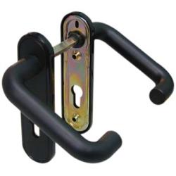 juego manillas puerta cortafuegos negra